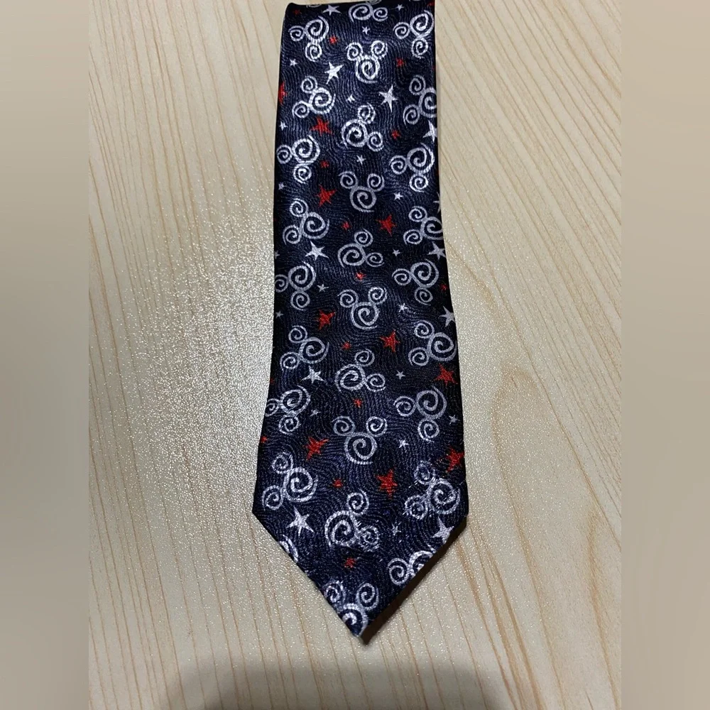 Disney Black Tie with Red and White Swirls